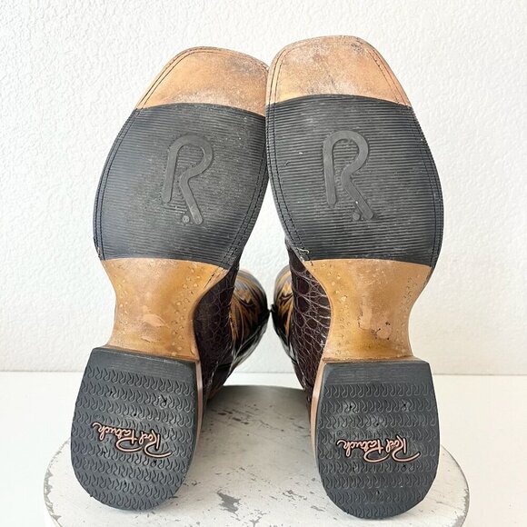 Rod Patrick Mens Cowboy Boots 12AAA Brown Caiman Leather Western Square Toe - Picture 8 of 12